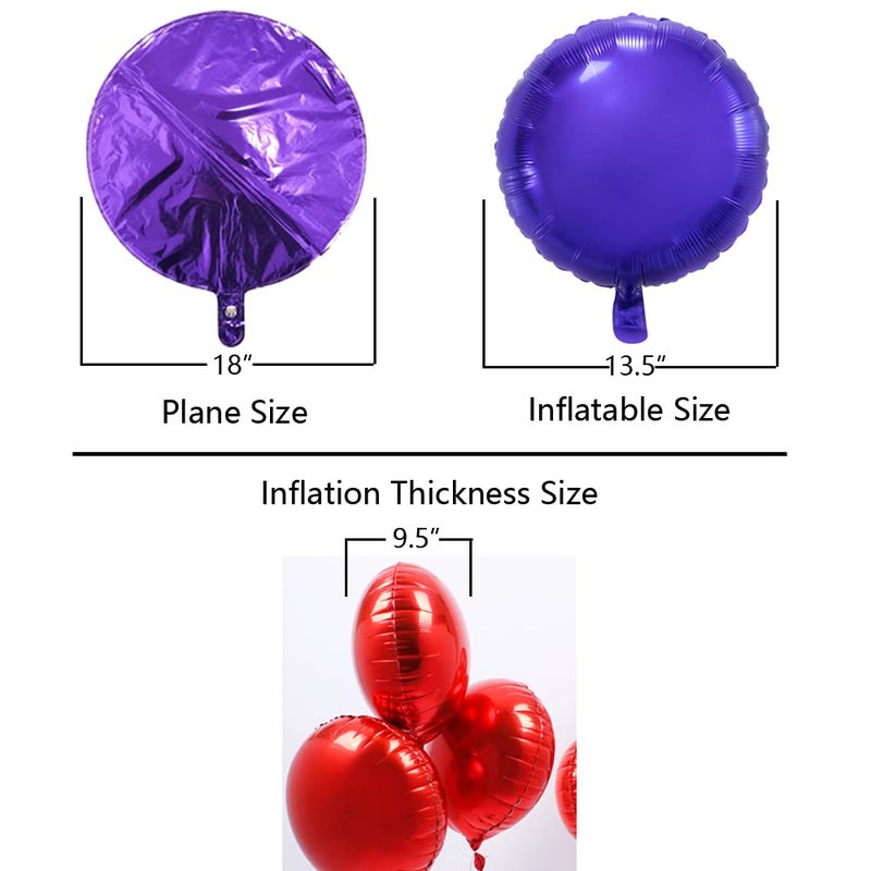 Adeer Purple Round Balloon 18 Inches Foil Balloons Mylar Helium Balloons for Birthday Party Wedding Baby Shower Decorations, Pack of 20 - Image 3